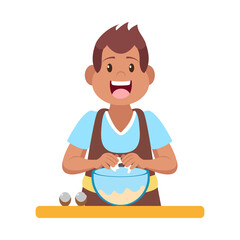 Isolated happy man making a dessert Vector illustration