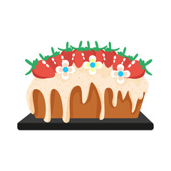 Isolated strawberries cake Gourmet dessert Sweet food Vector illustration