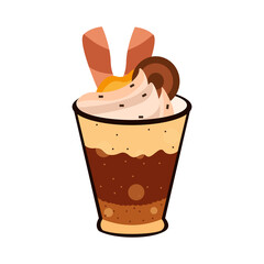 Isolated chocolate flan Gourmet dessert Sweet food Vector illustration