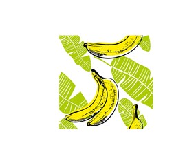 Summer exotic background for wallpaper, fabric. Tropical seamless pattern with banana and palm leaves.