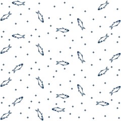 Obraz premium Illustration pattern fish with tribal design and white background fashion style