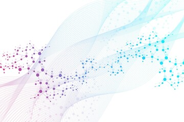 Structure molecule and communication. Dna, atom, neurons. Scientific concept for your design. Connected lines with dots. Medical, technology, chemistry, science background.  illustration.