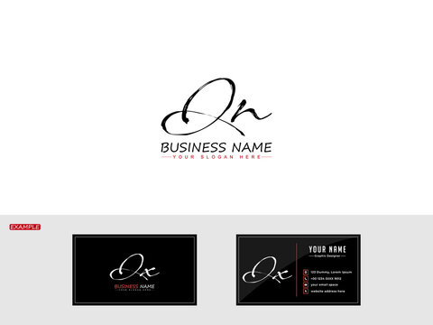 Brush QN Letter Icon Logo, Handwriting qn Signature Logo for simple exclusive boutique shiny business with business card design