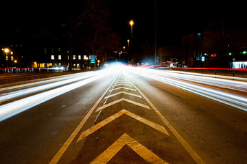 Road designed with neon lights in Stuttgart