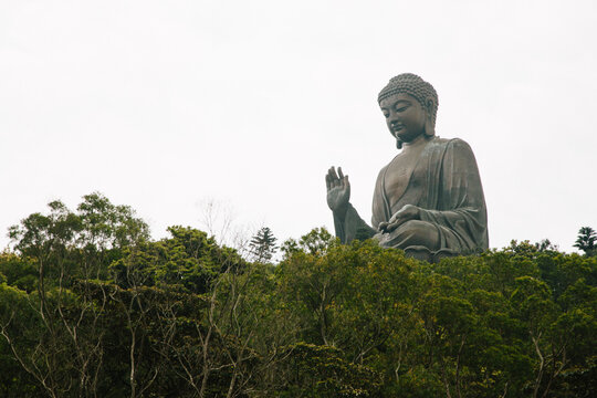 Closeup Of The Budda Sculpture In Hong Kong