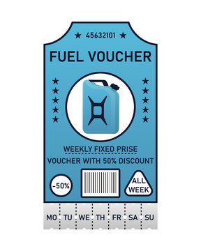 Paper voucher for fuel. Discount ticket for fuel with a fixed price.