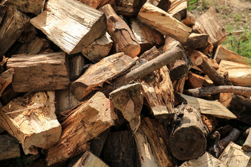 Cut firewood for sale in the countryside
