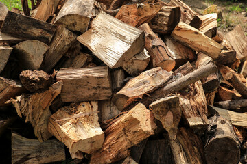 Cut firewood for sale in the countryside
