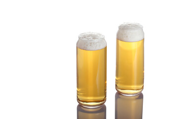 beer in a glass glass stands on a white background