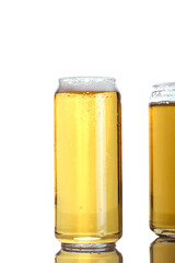 beer in a glass glass stands on a white background