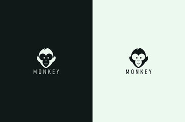 Minimal monkey head logo, Modern monkey logo design. © Dark Fox
