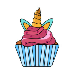 Isolated decorated cupcake Gourmet dessert Sweet food Vector illustration