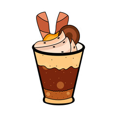 Isolated chocolate flan Gourmet dessert Sweet food Vector illustration