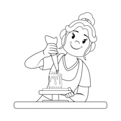 Isolated happy woman making a dessert Vector illustration