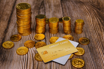 Credit card close up shot with selective focus for background.