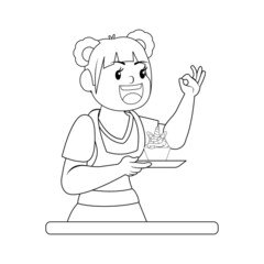 Isolated happy woman making a dessert Vector illustration