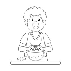 Isolated happy man making a dessert Vector illustration