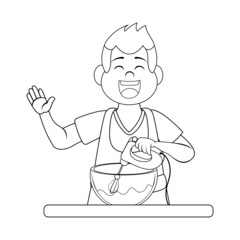 Isolated happy man making a dessert Vector illustration