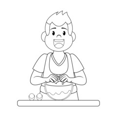 Isolated happy man making a dessert Vector illustration