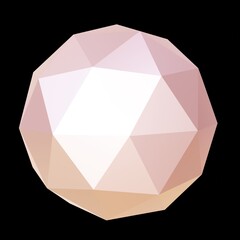 Cream and pink geometric ore, low poly. 3d rendering. Decorative ball.