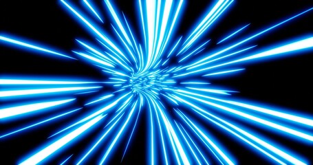 Abstract blue and black light speed wormhole tunnel or power path. 3d rendering.