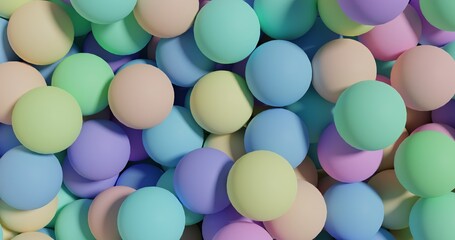A colorful pile of balls pattern background. 3d rendering.