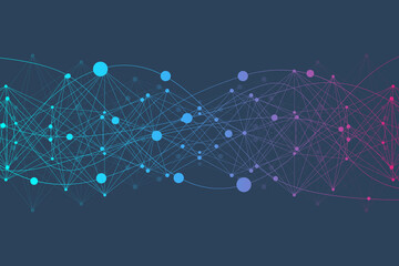 Geometric abstract background with connected line and dots. Structure molecule and communication. Big Data Visualization. Medical, technology, science background.  illustration.