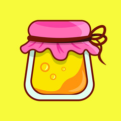 Cartoon style vector illustration of honey jar. 