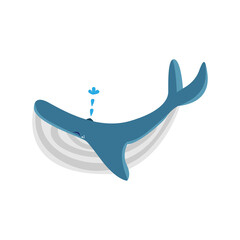 Isolated blue whale animated animals jungle vector illustration