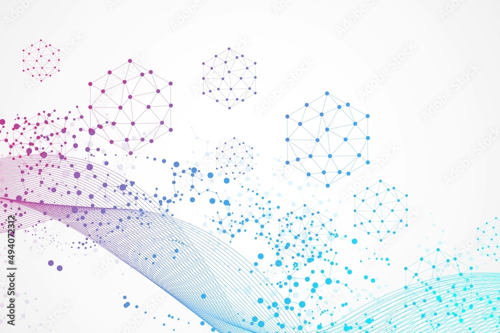 Aufkleber hexagonal abstract background. big data visualization. global network connection