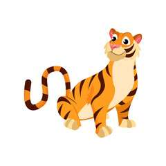 Isolated asian tiger animated animals jungle vector illustration