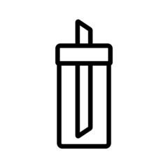 Sugar bowl with dispenser icon. Black contour linear silhouette. Front side view. Vector simple flat graphic illustration. Isolated object on a white background. Isolate.