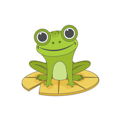Isolated green frog animated animals jungle vector illustration