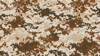 Military Desert pixel camouflage texture pattern horizontal banner illustration wallpaper	