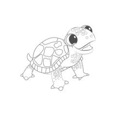 Isolated turtle draw animated animals jungle vector illustration