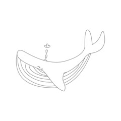 Isolated whale draw animated animals jungle vector illustration