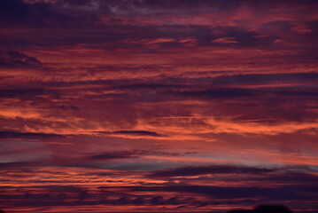 Fototapeta na wymiar Wolken, Gewitterwolken, Cirruswolken, Cumuluswolken, Haufenwolken, Abendwolken, in den Farben weiß, grau, orange, grau, blau, rot, voilett, pink