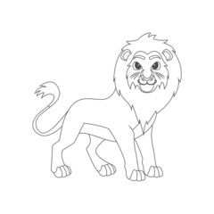 Isolated lion draw animated animals jungle vector illustration