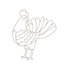 Isolated roaster draw animated animals jungle vector illustration