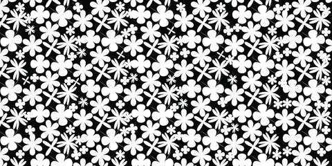 White flower Pattern design in black color background. vector Illustration. eps 10
