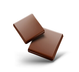 Realistic chocolate pieces. Vector illustration isolated on white background. Ready for your design. EPS10.