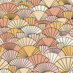 Seamless retro pattern with abstract fan shapes