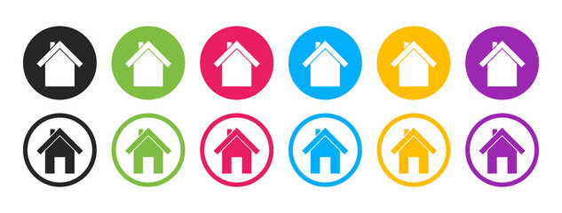 Homepage. Homepage icon. Home buttons isolated on white background. Pictogram house for web. Flat symbol. Colourful logos for website. Vector