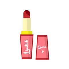 Isolated red lipstick women makeup beauty vector illustration