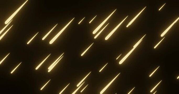 Gold meteor shower style technology. 3d rendering.