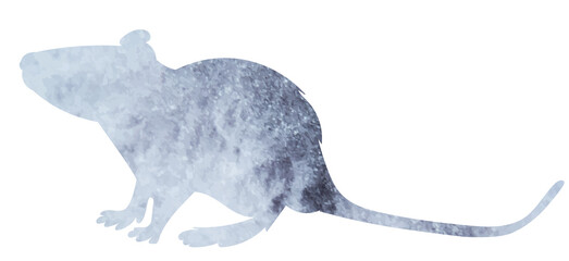 rat gray watercolor silhouette isolated vector