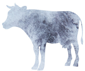 cow gray watercolor silhouette isolated vector