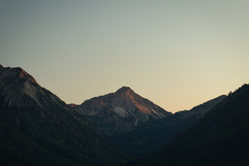 Shot of mountains view with a clear sky during sunset