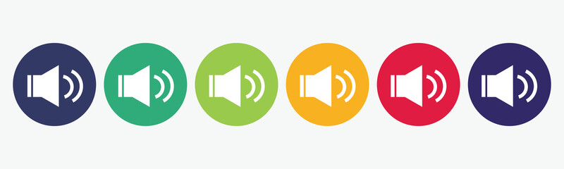 Collection of 6 buttons with volume icon.