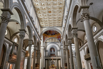 The beautiful ancient Basilica of San Lorenzo with the architectural details in it